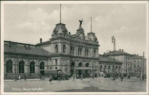 Ansichtskarte Mainz Bahnhof, LKW 1930