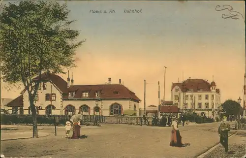 Ansichtskarte Moers Bahnhof 1909