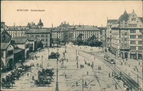 Ansichtskarte München Bahnhofsplatz 1912