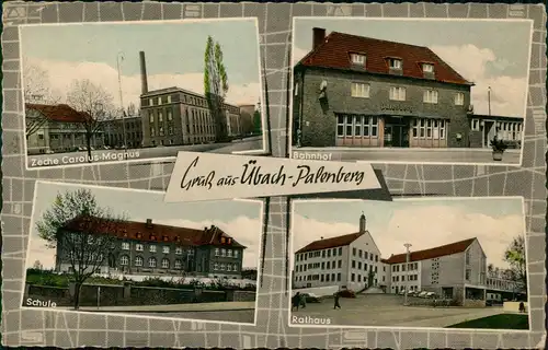 Ansichtskarte Übach-Palenberg Zeche Carolus Magnus, Bahnhof, Schule 1962