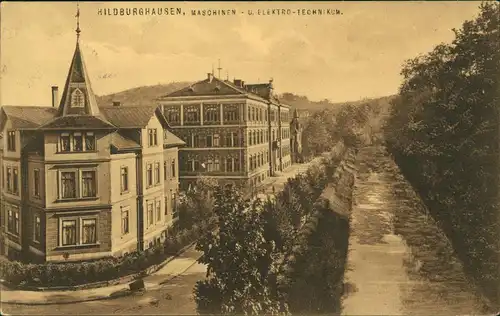 Hildburghausen Straßenpartie Maschinen- und Elektro-Technikum 1915