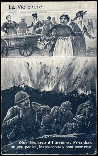 .Frankreich Patriotika France 2 Bild Markttreiben Krieg Militaria 1916