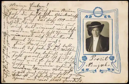 Frau Portät Jugenstil-Rahmung 1905  gel. Stempel Homberg Bz. Kassel