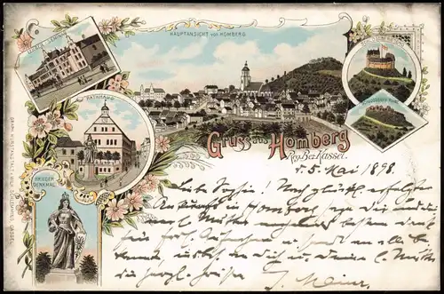 Ansichtskarte Homberg (Efze) Litho AK Kriegerdenkmal, Stadt, Seminar 1898
