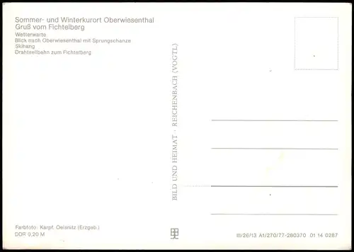 Oberwiesenthal Wetterwarte Sprungschanze Skihang Drahtseilbahn Fichtelberg 1977