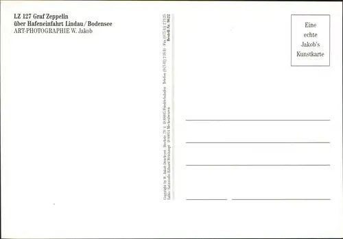 Ansichtskarte Lindau (Bodensee) über Hafeneinfahrt LZ 127 Graf Zeppelin 2002