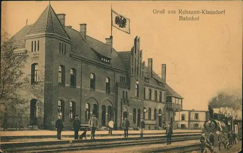 Ansichtskarte Rehagen-Am Mellensee Klausdorf Bahnhof Dampflokomotive 1917