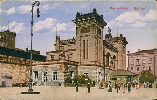 Ansichtskarte Saarbrücken Hauptbahnhof 1914