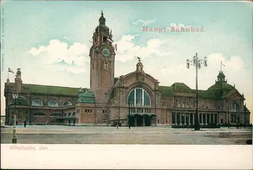 Ansichtskarte Wiesbaden Hauptbahnhof 1908
