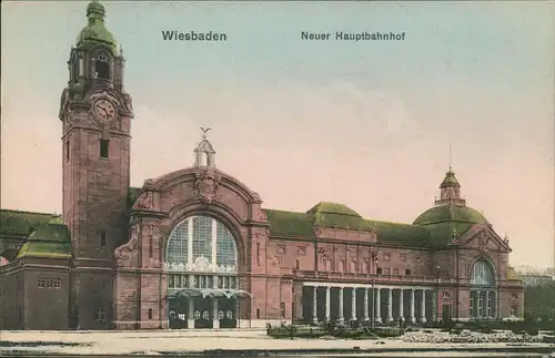 Ansichtskarte Wiesbaden Hauptbahnhof 1909