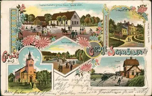 Litho AK Groß Schmöllen Smolno Wielkie Gastwirtschaft, Bahnhof, Straße 1907