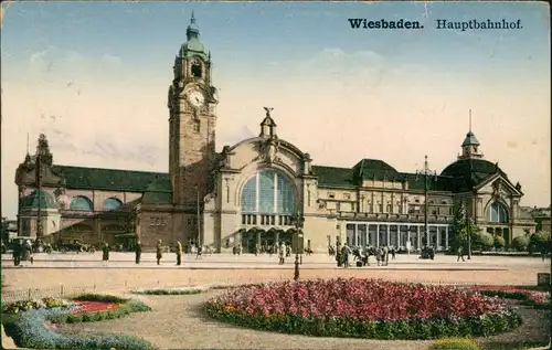Ansichtskarte Wiesbaden Hauptbahnhof 1917