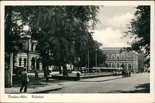 Ansichtskarte Verden (Aller) Straßenpartie am Bahnhof 1956