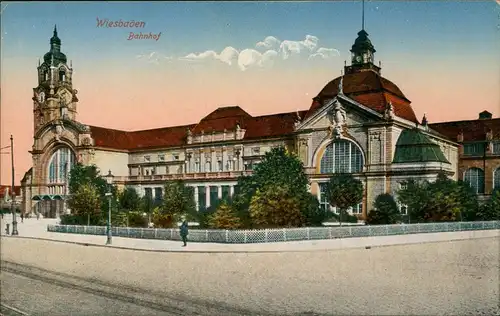 Ansichtskarte Wiesbaden Hauptbahnhof 1915