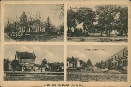 Ansichtskarte Wünsdorf-Zossen Adlerhorsterstrasse, Bahnhof Kr. Teltow 1915