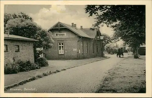 Ansichtskarte Wremen Partie am Bahnhof 1956