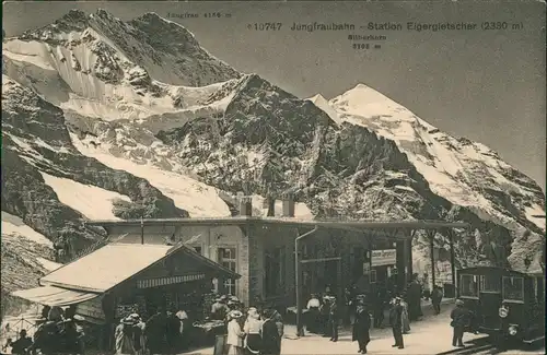 Ansichtskarte Lauterbrunnen Jungfraubahn Station Eigergletscher (2330 m) 1912