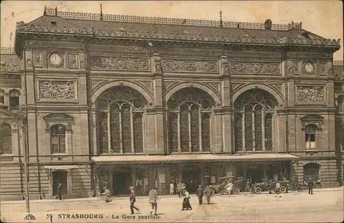 CPA Straßburg Strasbourg La Gare centrale Bahnhof 1929