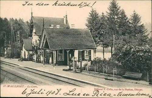 Postkaart Waulsort Åssôrt-Hastière La Gare - Bahnhof 1912