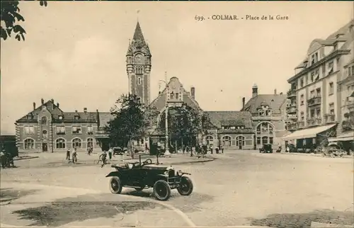 CPA Kolmar Colmar Bahnhof Place de la Gare 1917