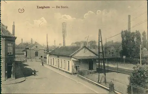 Postkaart Izegem (Iseghem) Yzegem De Statie. Bahnhof 1917