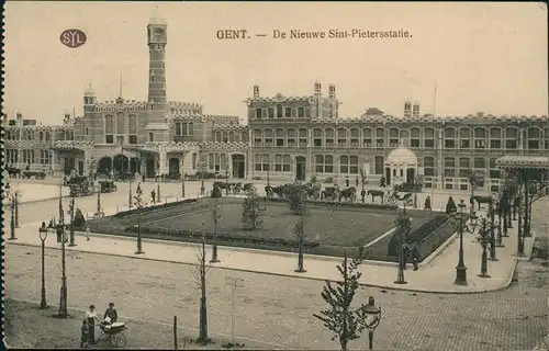 Postkaart Gent Ghent (Gand) Bahnhof St. Pierre Pietersstatie 1916  gel. Feldpost