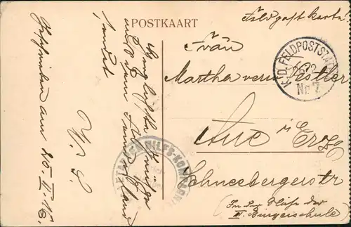 Postkaart Gent Ghent (Gand) Bahnhof St. Pierre Pietersstatie 1916  gel. Feldpost