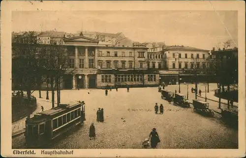 Ansichtskarte Elberfeld-Wuppertal Bahnhof, Straßenbahn 1926