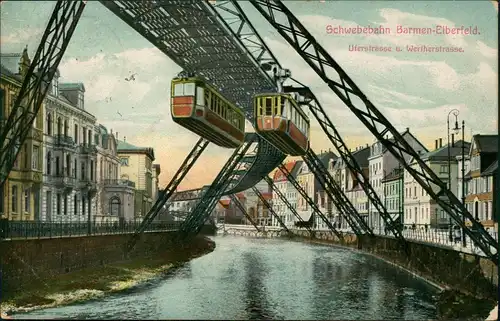 Elberfeld-Wuppertal Uferstrasse u. Wertherstrasse. Schwebebahn 1913