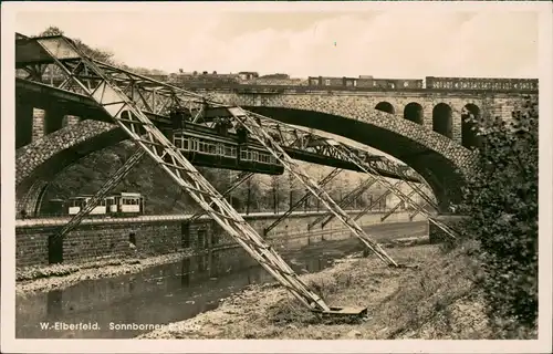 Ansichtskarte Elberfeld-Wuppertal Sonnborner-Brücke, Straßenbahn 1932