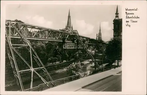 Ansichtskarte Barmen-Wuppertal Schwebebahn am Neuen Weg 1951