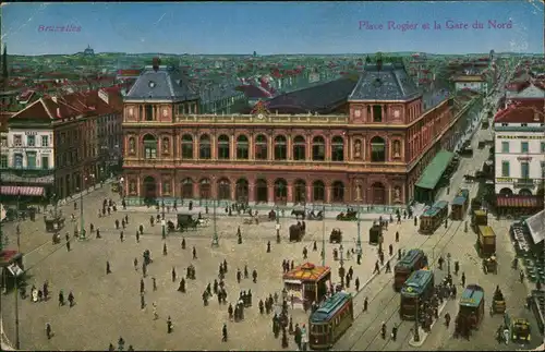 Postkaart Brüssel Bruxelles Nordbahnhof Gare du Nord 1917  gel. Feldpost