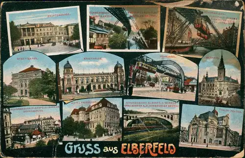 Ansichtskarte Elberfeld-Wuppertal Hotel, Vohwinkel, Döppersberg uvm 1916