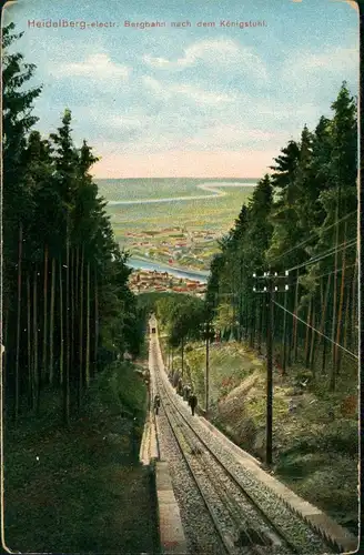 Heidelberg Heidelberg-electr. Bergbahn nach dem Königstuhl. 1914