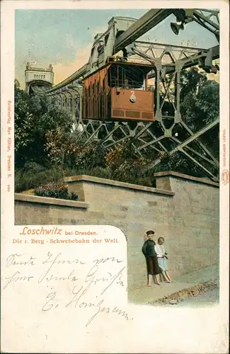 Ansichtskarte Loschwitz-Dresden Schwebebahn - Jungen an Mauer 1903