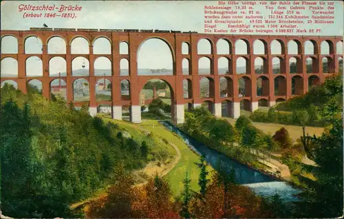 Ansichtskarte Mylau-Reichenbach (Vogtland) Göltzschtalbrücke 1912