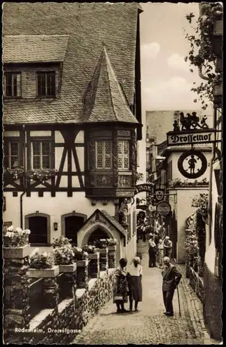 Ansichtskarte Rüdesheim (Rhein) Drosselgasse 1956