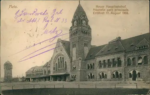 CPA Metz Neuer Hauptbahnhof 1909