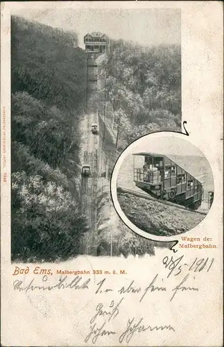Ansichtskarte Bad Ems Malbergbahn - 2 Bild 1901