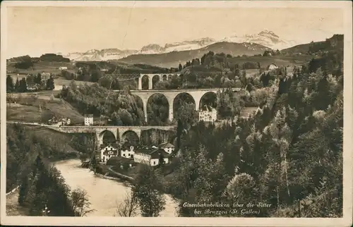 Ansichtskarte Bruggen-St. Gallen Eisenbahnbrücken über die Sitter 1931