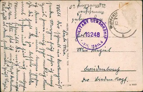 Remscheid Müngstener Brücke 1945  Militär Zensurstempel Military Censorship