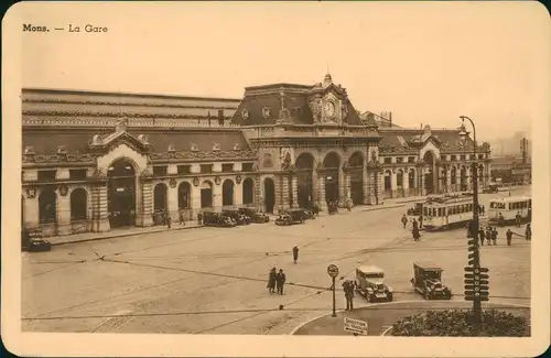 Postkaart Bergen Mons (Mont) La Gare - Bahnhof 1917