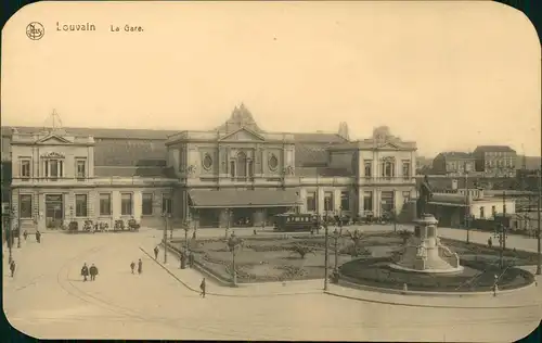 Postkaart Löwen Louvain La Gare. Bahnhof 1913
