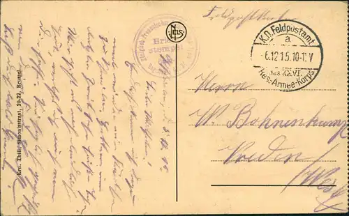 Postkaart Brügge Brugge | Bruges Bahnhof - De Statie 1915