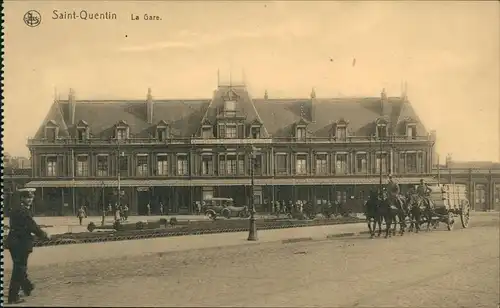 CPA Saint-Quentin Saint-Quentin La Gare. Bahnhof 1916