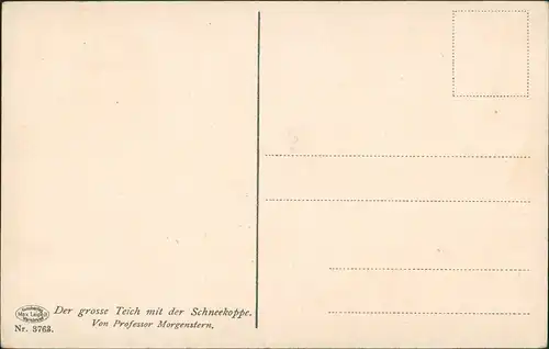 Krummhübel Karpacz Künstlerkarte - der große Teich mit der Schneekoppe  1916