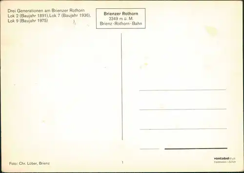 Ansichtskarte  Drei Generationen am Brienzer Rothorn Brienz-Rothorn-Bahn 1980