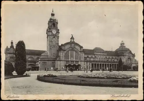 Ansichtskarte Wiesbaden Hauptbahnhof 1930
