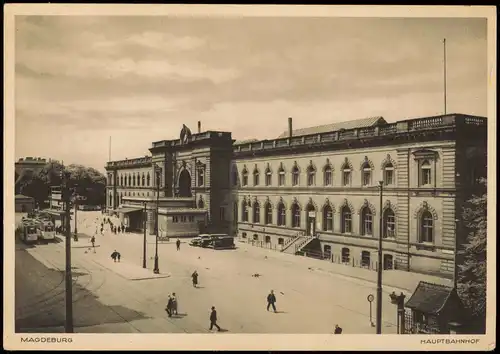 Ansichtskarte Altstadt-Magdeburg Hauptbahnhof 1935