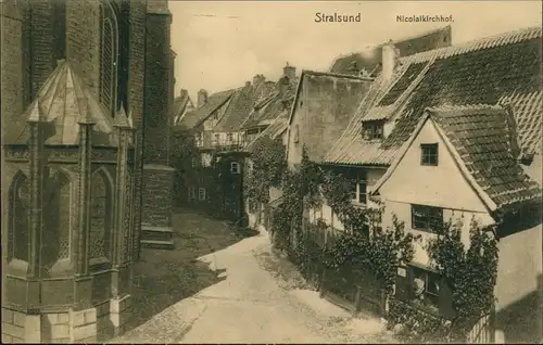 Ansichtskarte Stralsund Nicolaikirchhof. 1912